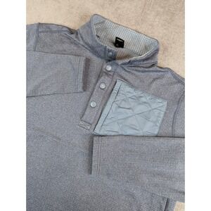 Flylow Pullover Men L Blue Micah Fleece Grid Long Sleeve Mid Layer Sweatshirt